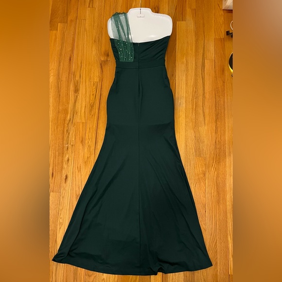 One Shoulder Mesh Rhinestone Dress - Picture 2 of 3